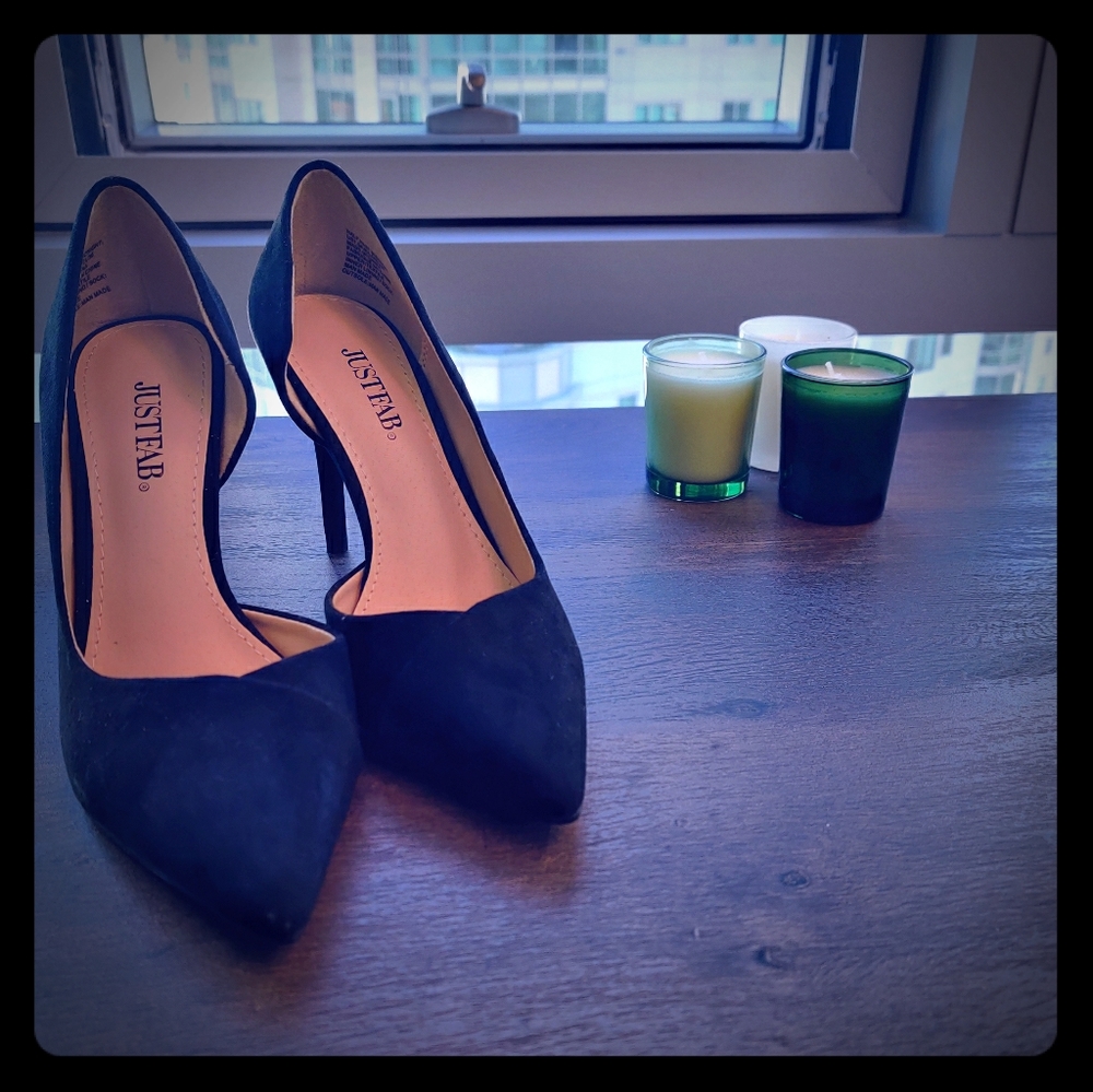 Women suede black high heel